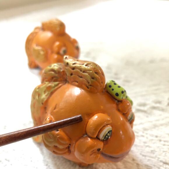 VTG Vicki Thomas Gourd Fish Set 2 Signed 1999 Figurine Quirky Whimsical Folk Art - Picture 12 of 14